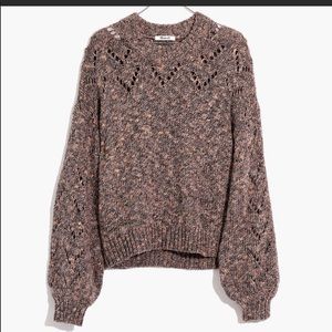 Pointelle Bubble-sleeve Sweater
